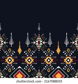 Geometric ethnic oriental pattern ikat pattern traditional Design for background,carpet,wallpaper,clothing,wrapping,Batik,fabric,Vector illustration embroidery style. ikat pattern