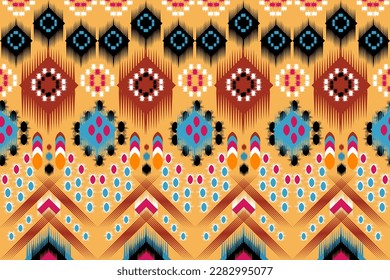 Patrón geométrico étnico oriental ikat patrón tradicional Diseño para fondo, alfombra, papel pintado, ropa, envoltura, Batik,tela,Estilo de bordado de ilustración vectorial. patrón de ikat
