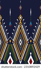 Geometric ethnic oriental pattern ikat pattern traditional Design for background,carpet,wallpaper,clothing,wrapping,Batik,fabric,Vector illustration embroidery style. ikat pattern