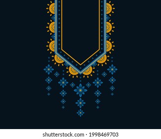 Geometric ethnic oriental pattern. Necklace embroidery design for textile, fashion woman, background, wallpaper, clothing and wrapping. Vector illustration. 