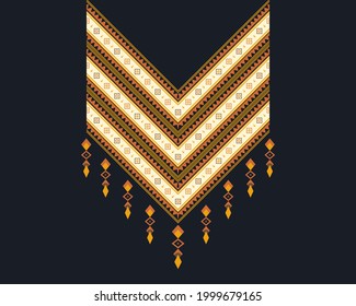 Geometric ethnic oriental pattern. Necklace embroidery design for textile, fashion woman, background, wallpaper, clothing and wrapping. Vector illustration. 