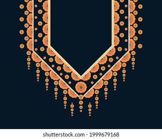 Geometric ethnic oriental pattern. Necklace embroidery design for textile, fashion woman, background, wallpaper, clothing and wrapping. Vector illustration. 