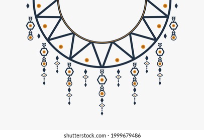 Geometric ethnic oriental pattern. Necklace embroidery design for textile, fashion woman, background, wallpaper, clothing and wrapping. Vector illustration. 