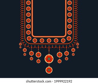 Patrón geométrico étnico oriental. Diseño de bordado de collares para textil, mujer de moda, fondo, papel pintado, ropa y envoltura. Ilustración vectorial. 