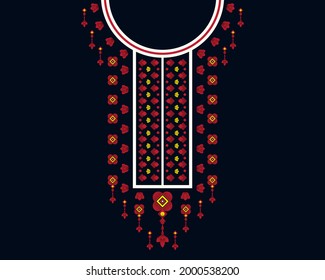 Geometric ethnic oriental pattern. Necklace embroidery design for textile, fashion woman, background, wallpaper, clothing and wrapping. Vector illustration. 