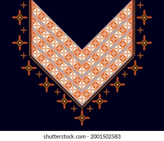 Geometric ethnic oriental pattern. Necklace embroidery design for textile, fashion woman, background, wallpaper, clothing and wrapping. Vector illustration. 