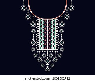 Geometric ethnic oriental pattern. Necklace embroidery design for textile, fashion woman, background, wallpaper, clothing and wrapping. Vector illustration. 