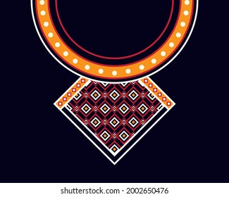 Patrón geométrico étnico oriental. Diseño de bordado de collares para textil, mujer de moda, fondo, papel pintado, ropa y envoltura. Ilustración vectorial. 