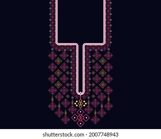 Geometric ethnic oriental pattern. Necklace embroidery design for textile, fashion woman, background, wallpaper, clothing and wrapping. Vector illustration. 