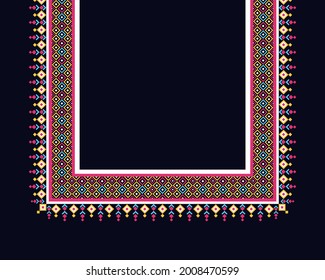 Geometric ethnic oriental pattern. Necklace embroidery design for textile, fashion woman, background, wallpaper, clothing and wrapping. Vector illustration. 