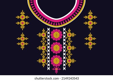 Geometric Ethnic oriental pattern. Necklace embroidery design for background, wallpaper, clothing, fashion