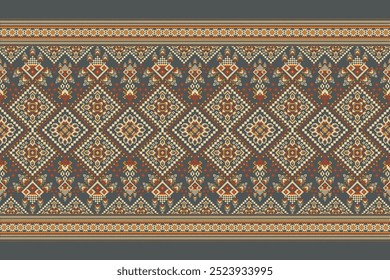 Geometric ethnic oriental pattern on grey background,geometric floral pattern,geometric pattern vector illustration,Aztec style,abstract background.design for texture,fabric,clothing,decoration,scarf.
