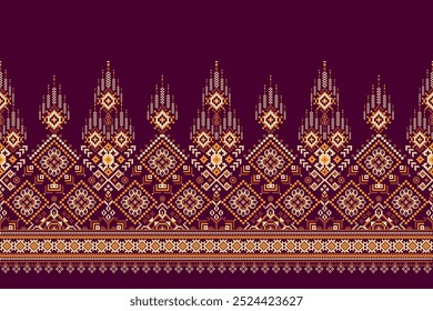 Geometric ethnic oriental pattern on purple background,geometric floral pattern,geometric pattern vector illustration,Aztec style,abstract background.design for texture,fabric,clothing,decoration