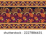 Geometric ethnic oriental pattern traditional Design for background,carpet,wallpaper,clothing,wrapping,Batik,fabric,Vector illustration embroidery style.