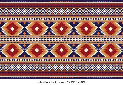 Geometric ethnic oriental pattern traditional Design for background,carpet,wallpaper,clothing,wrapping,Batik,fabric,Vector illustration embroidery style.