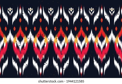 Geometric ethnic oriental pattern traditional Design for background,carpet,wallpaper,clothing,wrapping,Batik,fabric,Vector illustration embroidery style.
