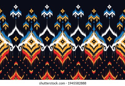 Geometric ethnic oriental pattern traditional Design for background,carpet,wallpaper,clothing,wrapping,Batik,fabric,Vector illustration embroidery style.