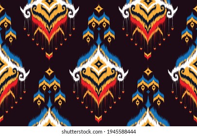 Geometric ethnic oriental pattern traditional Design for background,carpet,wallpaper,clothing,wrapping,Batik,fabric,Vector illustration embroidery style, ikat pattern