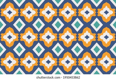 Patrón geométrico étnico oriental tradicional Diseño para el fondo, alfombra, papel pintado, ropa, envoltura, Batik, tela,Estilo de bordado de ilustración vectorial.
