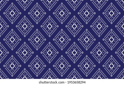 Geometric ethnic oriental pattern traditional Design for background,carpet,wallpaper,clothing,wrapping,Batik,fabric,Vector illustration embroidery style.