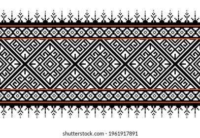 Geometric ethnic oriental pattern traditional Design for background, carpet, wallpaper, clothing, wrapping, Batik, fabric, Embroidery style Vector illustration.