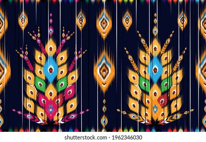 Geometric ethnic oriental pattern traditional Design for background,carpet,wallpaper,clothing,wrapping,Batik,fabric,Vector illustration embroidery style.