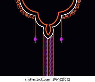 Geometric Ethnic oriental pattern traditional .Floral necklace embroidery design for fashion women.background,wallpaper,clothing and wrapping.
