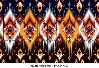 Geometric ethnic oriental pattern traditional Design for background,carpet,wallpaper,clothing,wrapping,Batik,fabric,Vector illustration embroidery style.