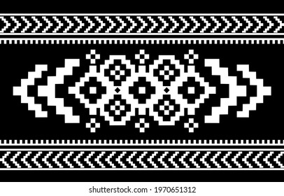 Geometric ethnic oriental pattern traditional Design for background, carpet, wallpaper, clothing, wrapping, Batik, fabric, Embroidery style Vector illustration.
