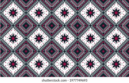 Geometric ethnic oriental pattern traditional Design for background,carpet,wallpaper,clothing,wrapping,Batik,fabric,Vector illustration.embroidery style.