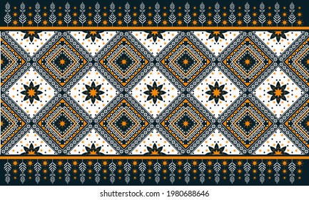 Geometric ethnic oriental pattern traditional Design for background,carpet,wallpaper,clothing,wrapping,Batik,fabric,Vector illustration.embroidery style.