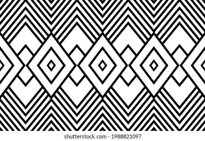 Geometric ethnic oriental pattern traditional Design for background, carpet, wallpaper, clothing, wrapping, Batik, fabric, Embroidery style Vector illustration.