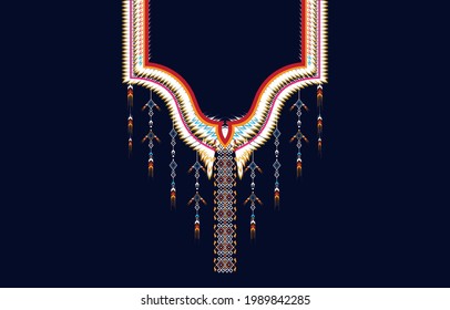 Geometric Ethnic oriental pattern traditional .
Floral necklace embroidery design for fashion women.
background,wallpaper,clothing and wrapping.

