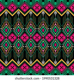 Diseño tradicional del patrón geométrico étnico oriental para la ropa de textura de fondo y el vector de estilo de bordado de tela
