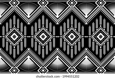 Geometric ethnic oriental pattern traditional Design for background,carpet,wallpaper,clothing,wrapping,Batik,fabric,Vector illustration embroidery style.