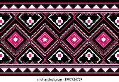 Geometric ethnic oriental pattern traditional Design for background, carpet, wallpaper, clothing, wrapping, Batik, fabric, Vector illustration embroidery style.