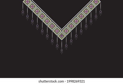 Patrón geométrico Étnico oriental tradicional. Diseño de bordado de collares florales para mujeres de moda. fondo, papel pintado, ropa y envoltura.