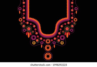 Patrón geométrico Étnico oriental tradicional. Diseño de bordado de collares florales para mujeres de moda. Antecedentes, fondo de pantalla.
ropa y envoltura.