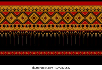 Geometric ethnic oriental pattern traditional Design for background, carpet, wallpaper, clothing, wrapping, Batik, fabric, Vector illustration embroidery style.