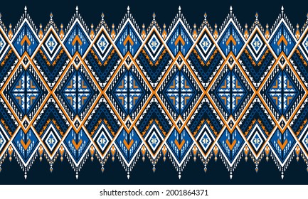 Patrón geométrico étnico oriental tradicional Diseño para fondo, alfombra, papel pintado, ropa, envoltura, Batik,tela,Ilustración vectorial.estilo bordado.
