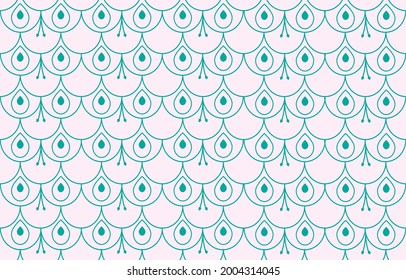 Geometric ethnic oriental pattern traditional Design for background, carpet, wallpaper, clothing, wrapping, Batik, fabric, Embroidery style Vector illustration. Green and pink pastel colors