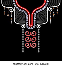 Geometric Ethnic oriental pattern traditional .Floral necklace embroidery design for fashion women