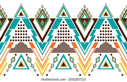Patrón geométrico étnico oriental tradicional Diseño para fondo, alfombra, papel pintado, ropa, envoltura, Batik,tela,Ilustración vectorial.estilo bordado.
