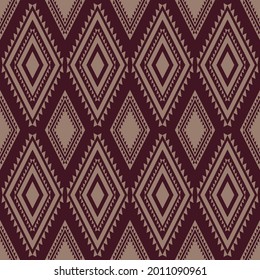 Geometric ethnic oriental pattern traditional design repeating background texture in red  and brown , wallpaper,clothing,fabric,carpet, wrapping,Batik,Vector illustration embroidery style