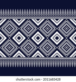 Geometric ethnic oriental pattern traditional design repeating background texture in dark blue, wallpaper,clothing,fabric,carpet, wrapping,Batik,Vector illustration embroidery style