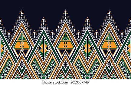 Patrón geométrico étnico oriental tradicional Diseño para fondo, alfombra, papel pintado, ropa, envoltura, Batik,tela,Ilustración vectorial.estilo bordado.
