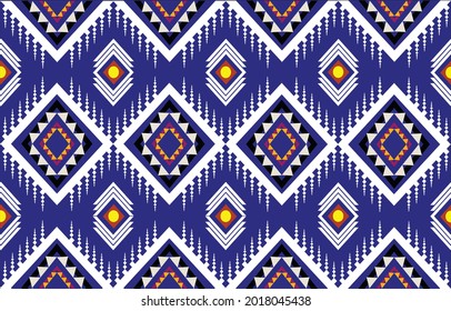 Geometric ethnic oriental pattern traditional background. For carpet, wallpaper, clothing, wrapping, batik, fabric, home decoration, Vector illustration embroidery style.