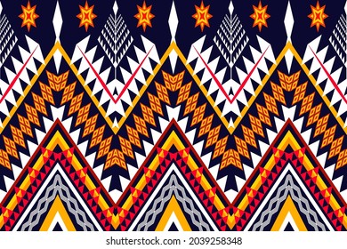 Patrón geométrico étnico oriental tradicional Diseño para fondo, alfombra, papel pintado, ropa, envoltura, Batik,tela,Ilustración vectorial.estilo bordado.