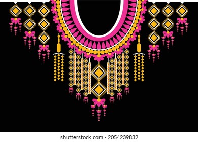 Patrón geométrico étnico oriental tradicional Diseño para el fondo, alfombra, papel pintado, ropa, envoltura, Batik, tela,Estilo de bordado de ilustración vectorial.