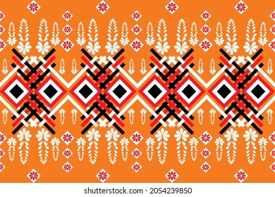 Geometric ethnic oriental pattern traditional Design for background,carpet,wallpaper,clothing,wrapping,Batik,fabric,Vector illustration embroidery style.